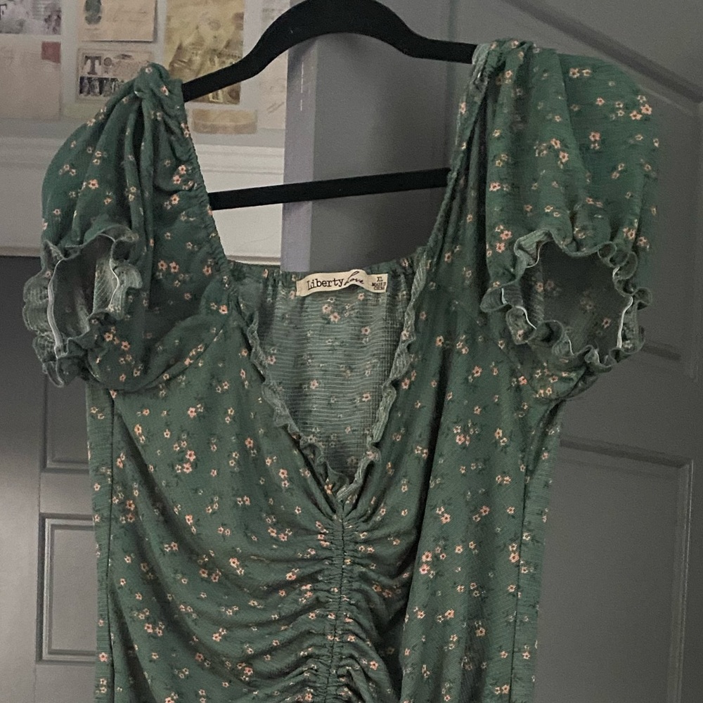 green floral string adjust dress